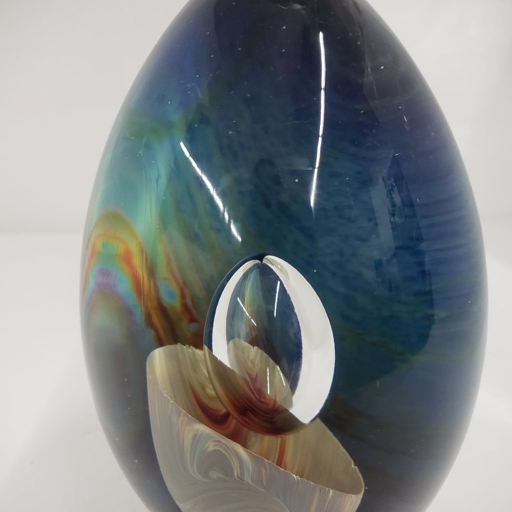 Murano Chalcedony 6.5" Egg Paperweight Art Glass